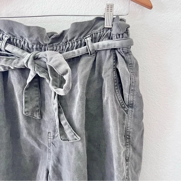 Aerie Vintage Wash Black Paperbag Linen Lyocell Pants Sz L - Picture 3 of 6